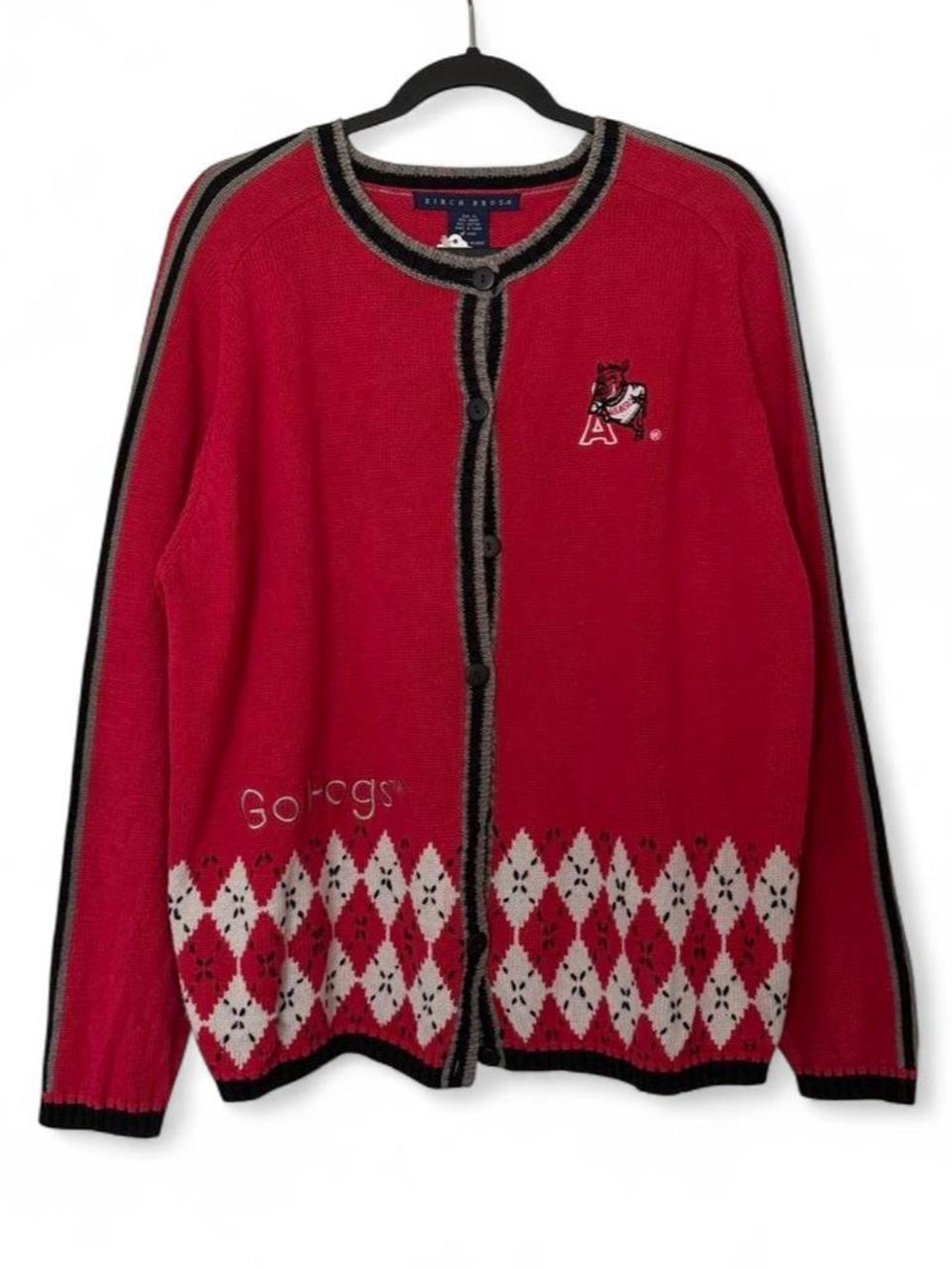 Vintage University of Arkansas Razorback Hogs embroidered cardigan sweater